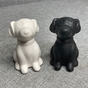 Black White Dog Salt and Pepper Shakers Ceramic Puppy‎ Kitchen Decor